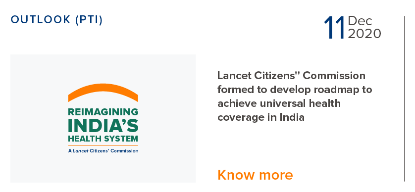 Lancet Citizens Commission formed to develop roadmap to achieve universal health coverage in India